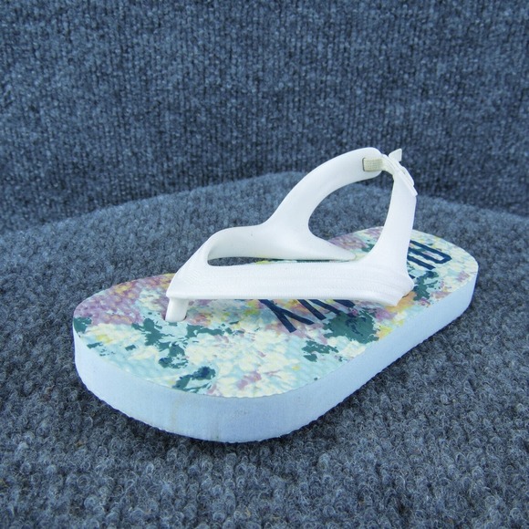 Old Navy Girls Flip Flop Shoes White Synthetic Pull On‎ Size T 7 Medium - Picture 1 of 9